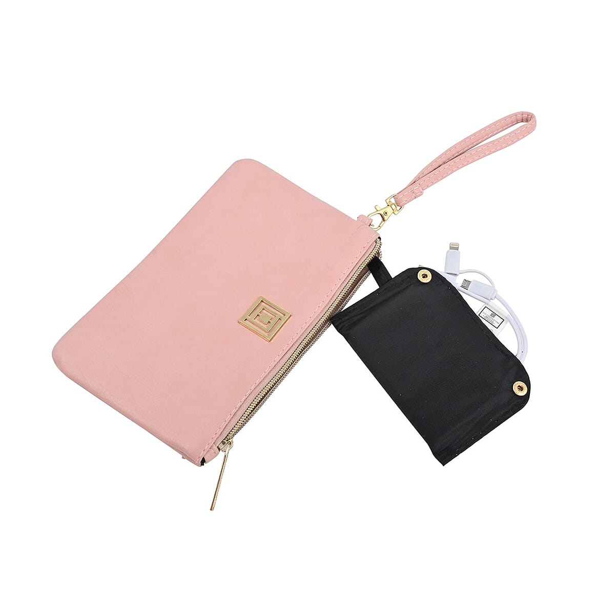 Chicago Closeout Liz Claiborne Pink Faux Leather RFID Protected Wristlet Wallet with Power Bank image number 6