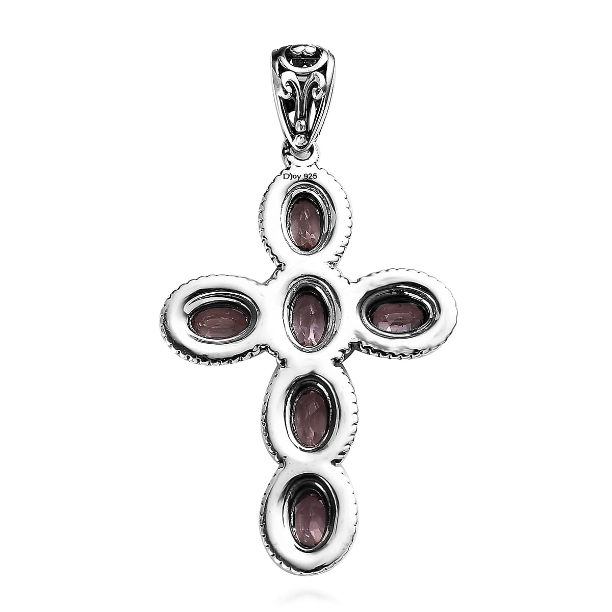 D'Joy Artisan Crafted Bekily Color Change Garnet Cross Pendant without Chain in Sterling Silver 1.75 ctw