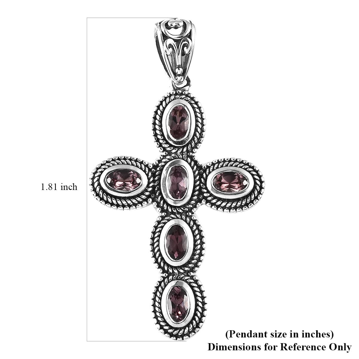 Artisan Crafted Bekily Color Change Garnet Cross Pendant in Sterling Silver 1.75 ctw image number 5