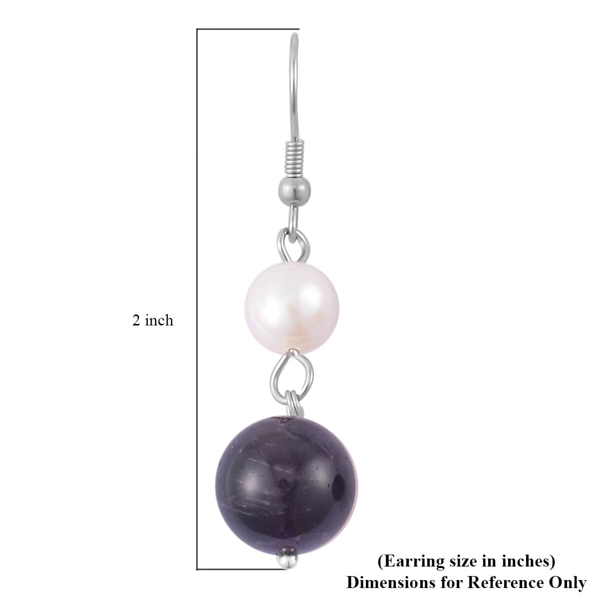 African Amethyst, White Freshwater Pearl Drop Earrings in Silvertone 25.00 ctw image number 4