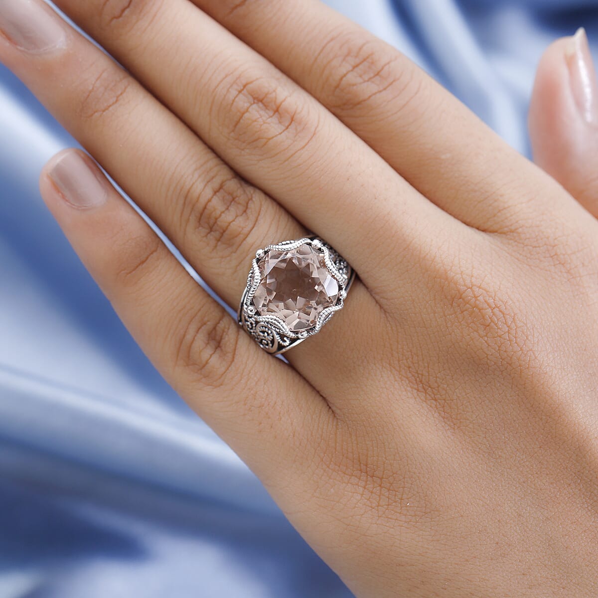 Artisan Crafted Morganique Quartz (Triplet) Solitaire Ring in Sterling Silver 10.65 ctw image number 2