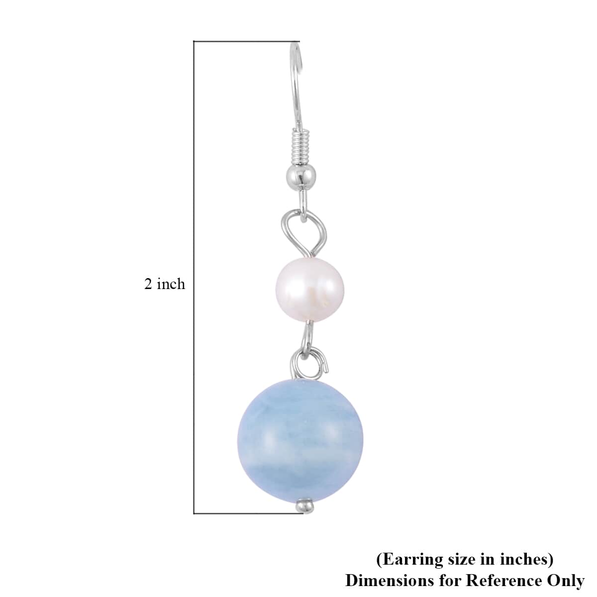 Mangoro Aquamarine and White Freshwater Pearl Drop Earrings in Silvertone 25.00 ctw image number 4