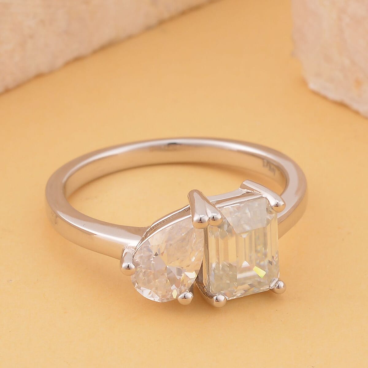 Moissanite Toi-Moi Ring in Rhodium Over Sterling Silver (Size 5.0) 2.60 ctw image number 1