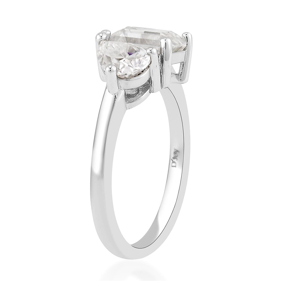 Moissanite Toi-Moi Ring in Rhodium Over Sterling Silver (Size 5.0) 2.60 ctw image number 3