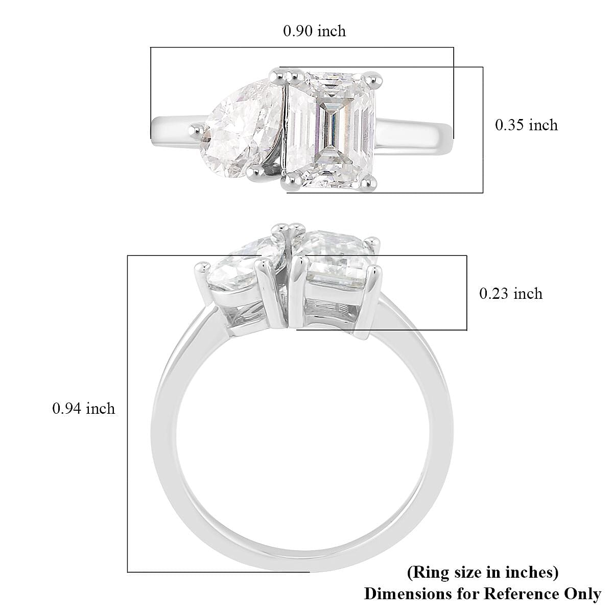 Moissanite Toi-Moi Ring in Rhodium Over Sterling Silver (Size 5.0) 2.60 ctw image number 5