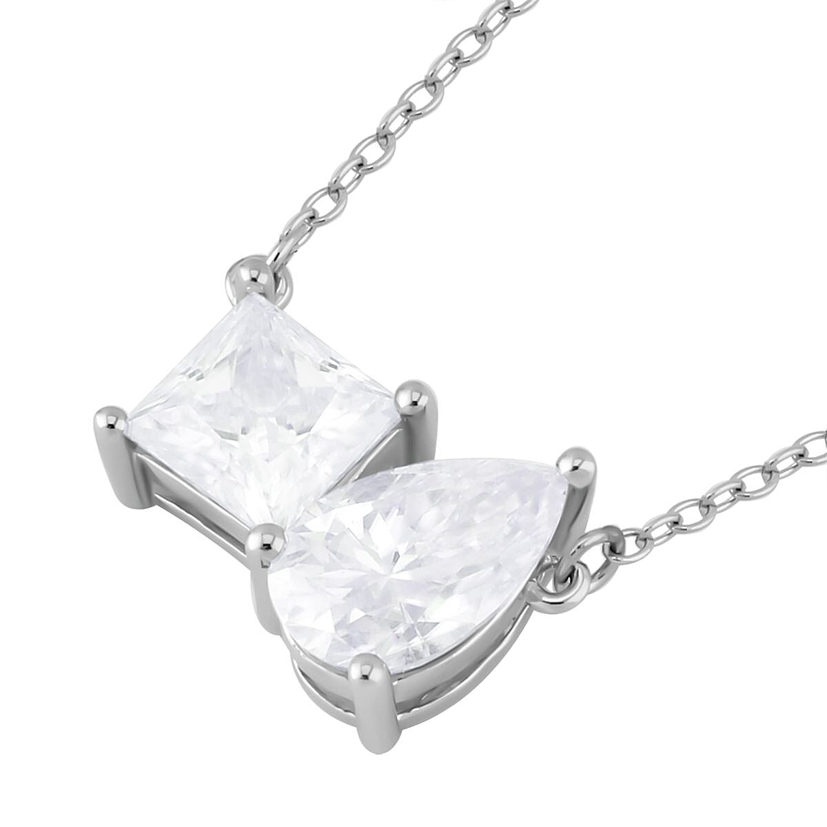 Moissanite Toi-Moi Necklace 18 Inches in Rhodium Over Sterling Silver 3.90 ctw image number 3