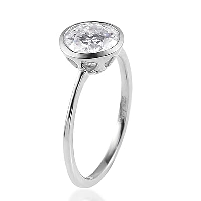 Moissanite Solitaire Ring in Platinum Over Sterling Silver (Size 10.0) 1.40 ctw