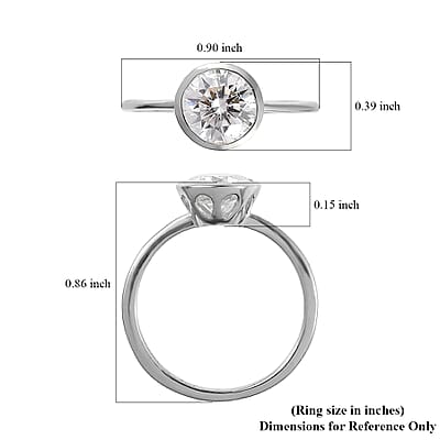 Moissanite Solitaire Ring in Platinum Over Sterling Silver (Size 10.0) 1.40 ctw
