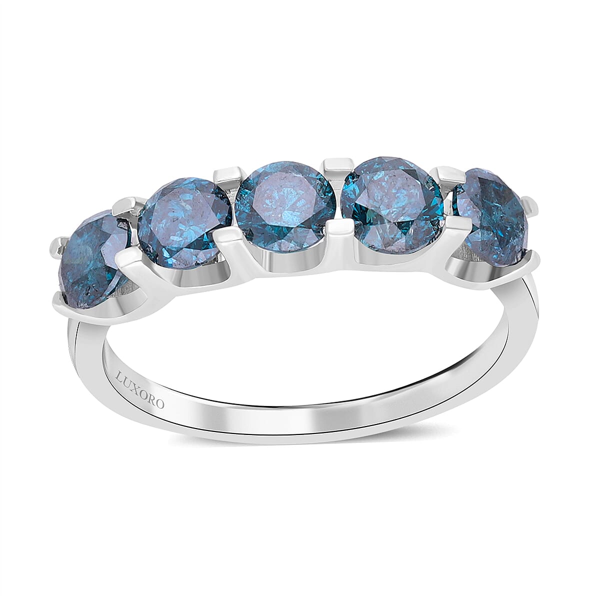 Luxoro 10K White Gold Blue Diamond 5 Stone Ring 2.00 ctw image number 0