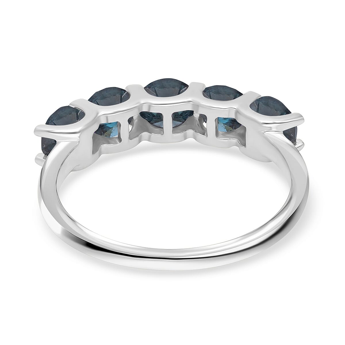 Luxoro 10K White Gold Blue Diamond 5 Stone Ring 2.00 ctw image number 4
