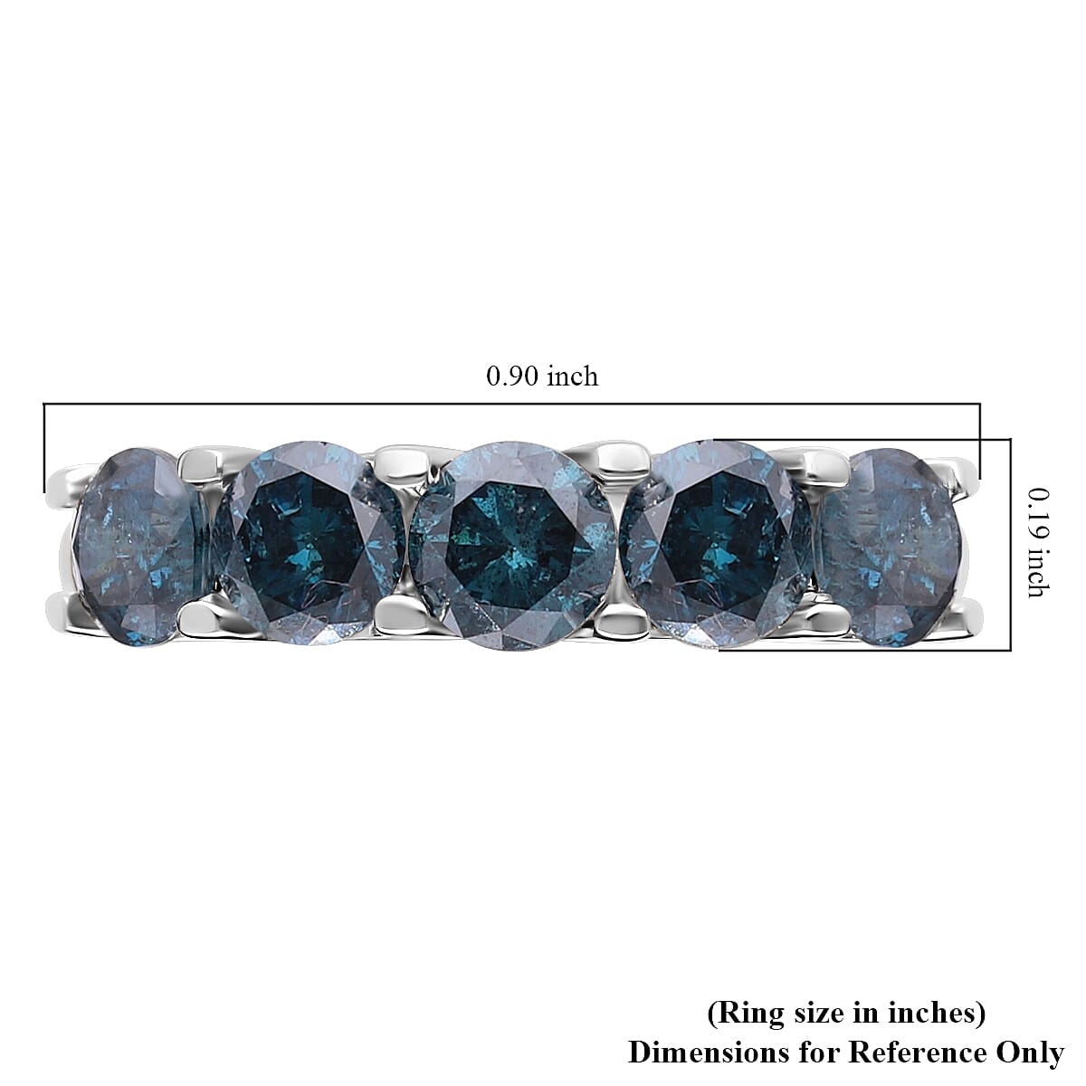 Luxoro 10K White Gold Blue Diamond 5 Stone Ring 2.00 ctw image number 5
