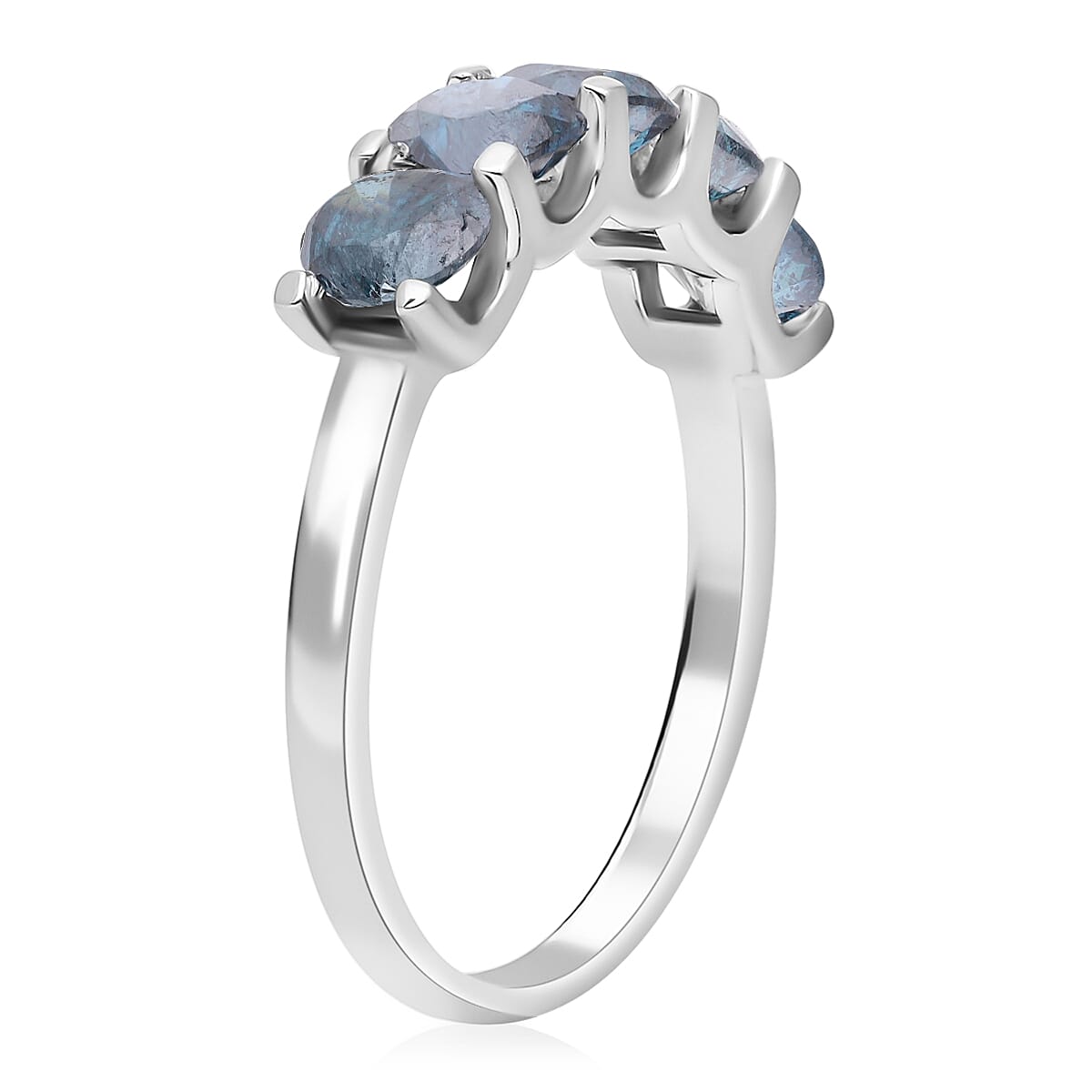 Luxoro 10K White Gold Blue Diamond Ring, Promise Rings (Size 8.0) 2.00 ctw image number 3