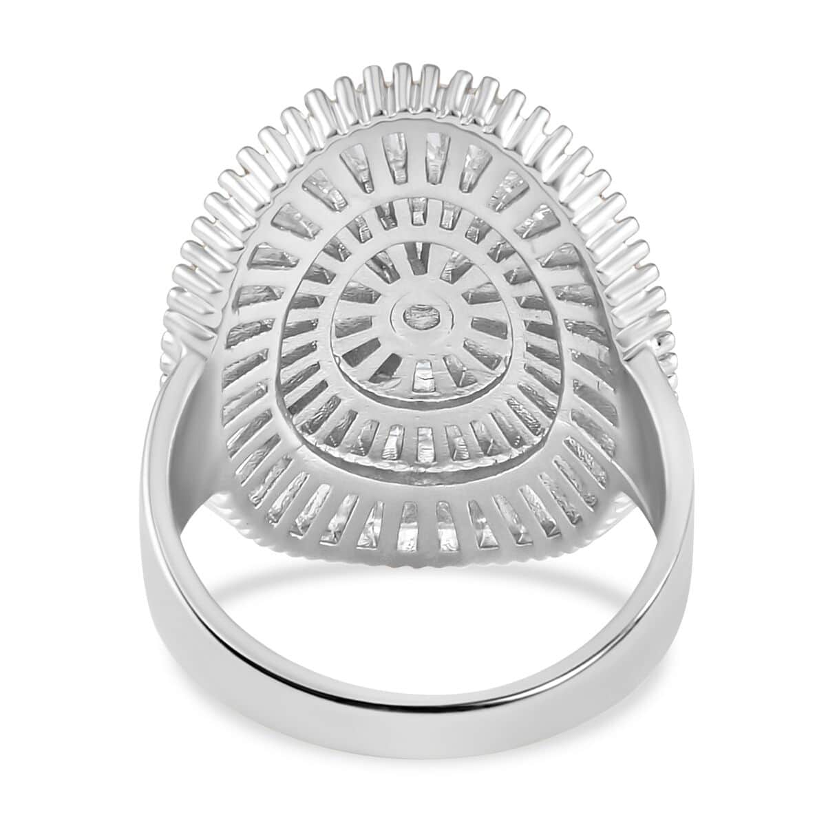 Simulated Diamond Cluster Ring in Silvertone (Size 10.0) 5.00 ctw image number 4