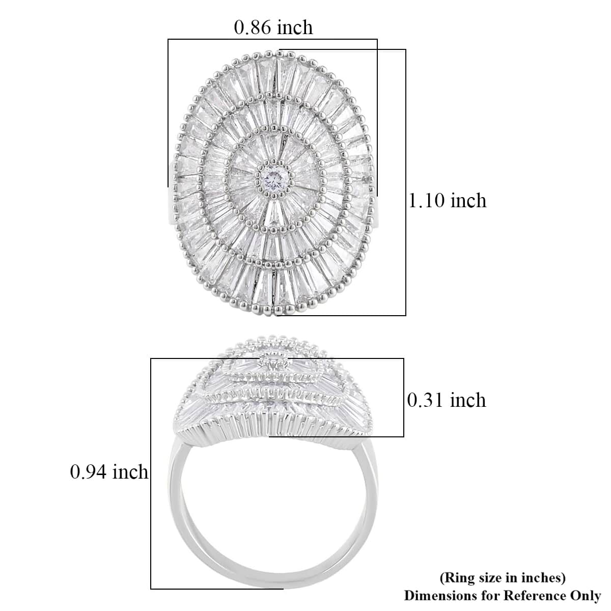 Simulated Diamond Cluster Ring in Silvertone (Size 10.0) 5.00 ctw image number 5