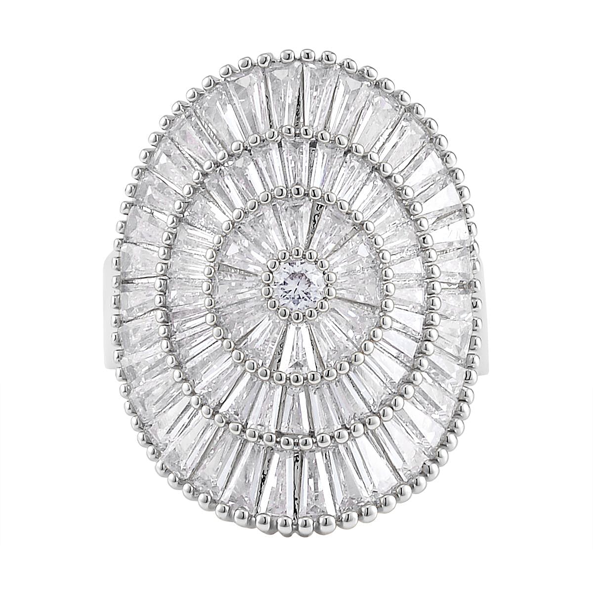 Simulated Diamond Cluster Ring in Silvertone (Size 8.0) 5.00 ctw image number 0
