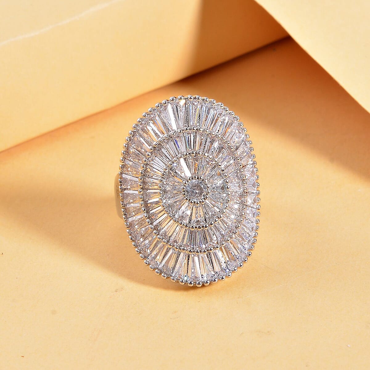 Simulated Diamond Cluster Ring in Silvertone (Size 8.0) 5.00 ctw image number 1