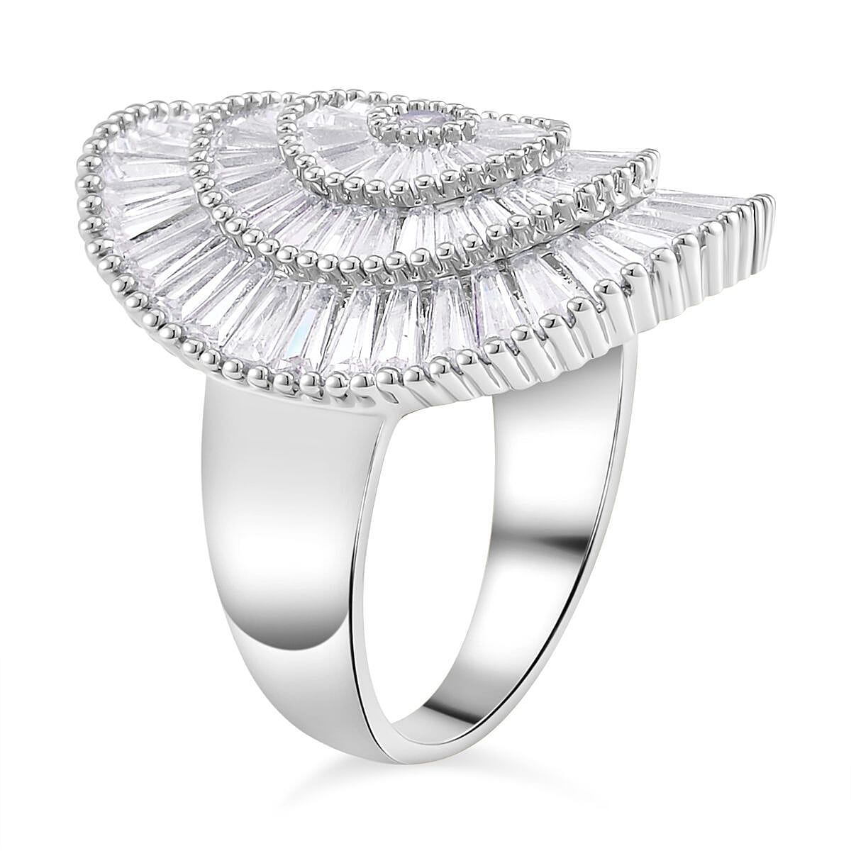 Simulated Diamond Cluster Ring in Silvertone (Size 8.0) 5.00 ctw image number 3
