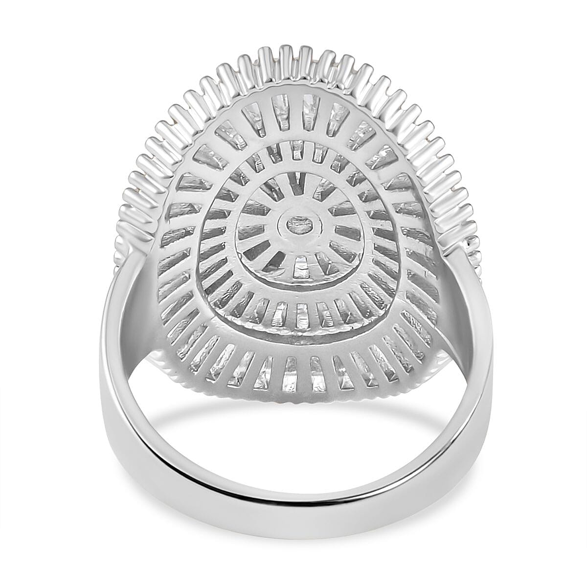 Simulated Diamond Cluster Ring in Silvertone (Size 8.0) 5.00 ctw image number 4