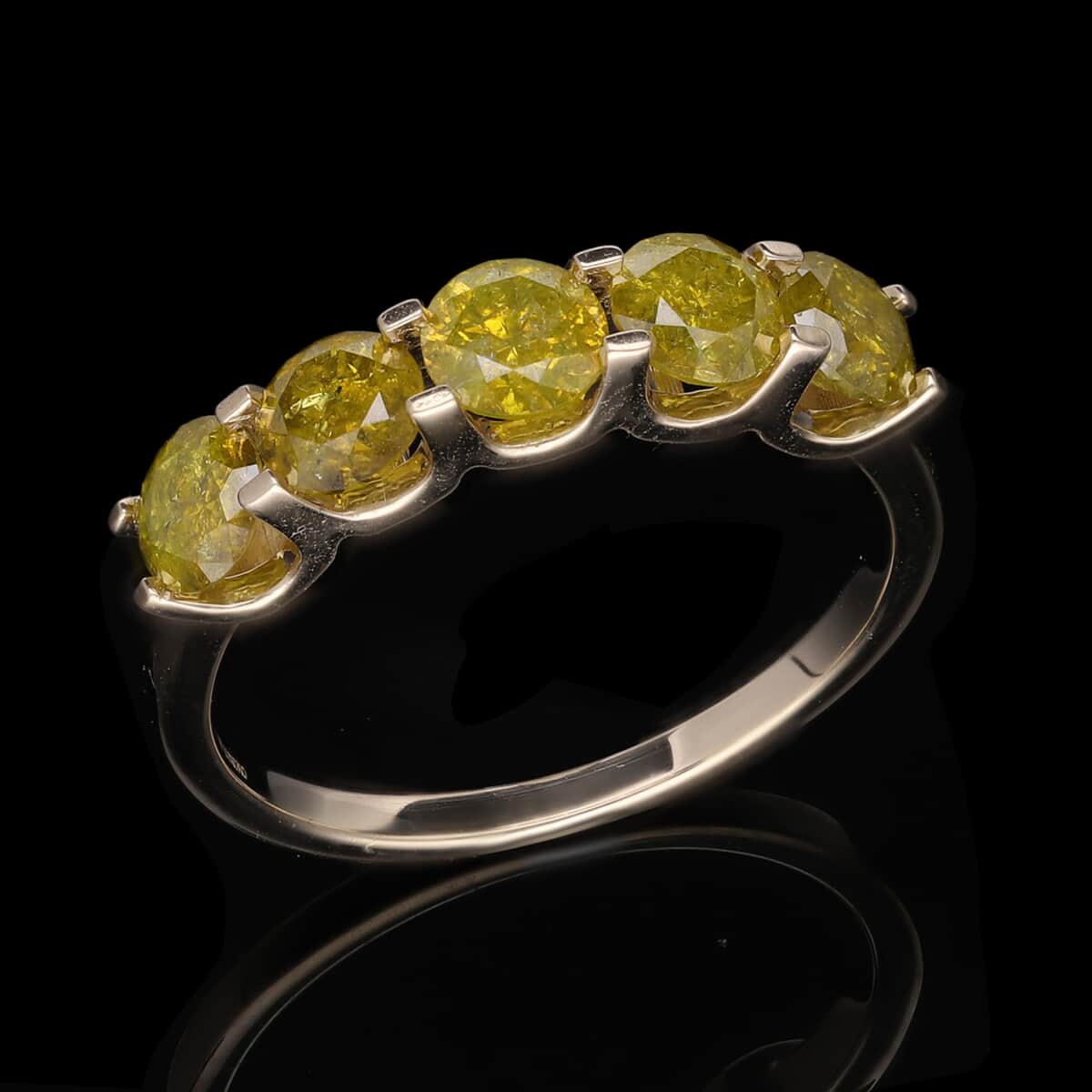 Luxoro 10K Yellow Gold Yellow Diamond 5 Stone Ring 2.00 ctw image number 1