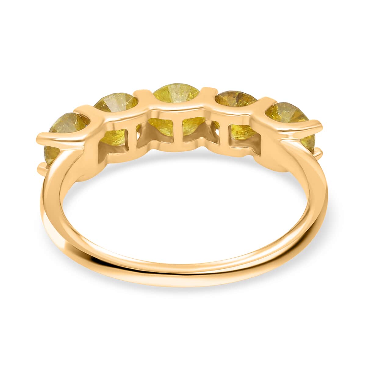 Luxoro 10K Yellow Gold Yellow Diamond 5 Stone Ring 2.00 ctw image number 4
