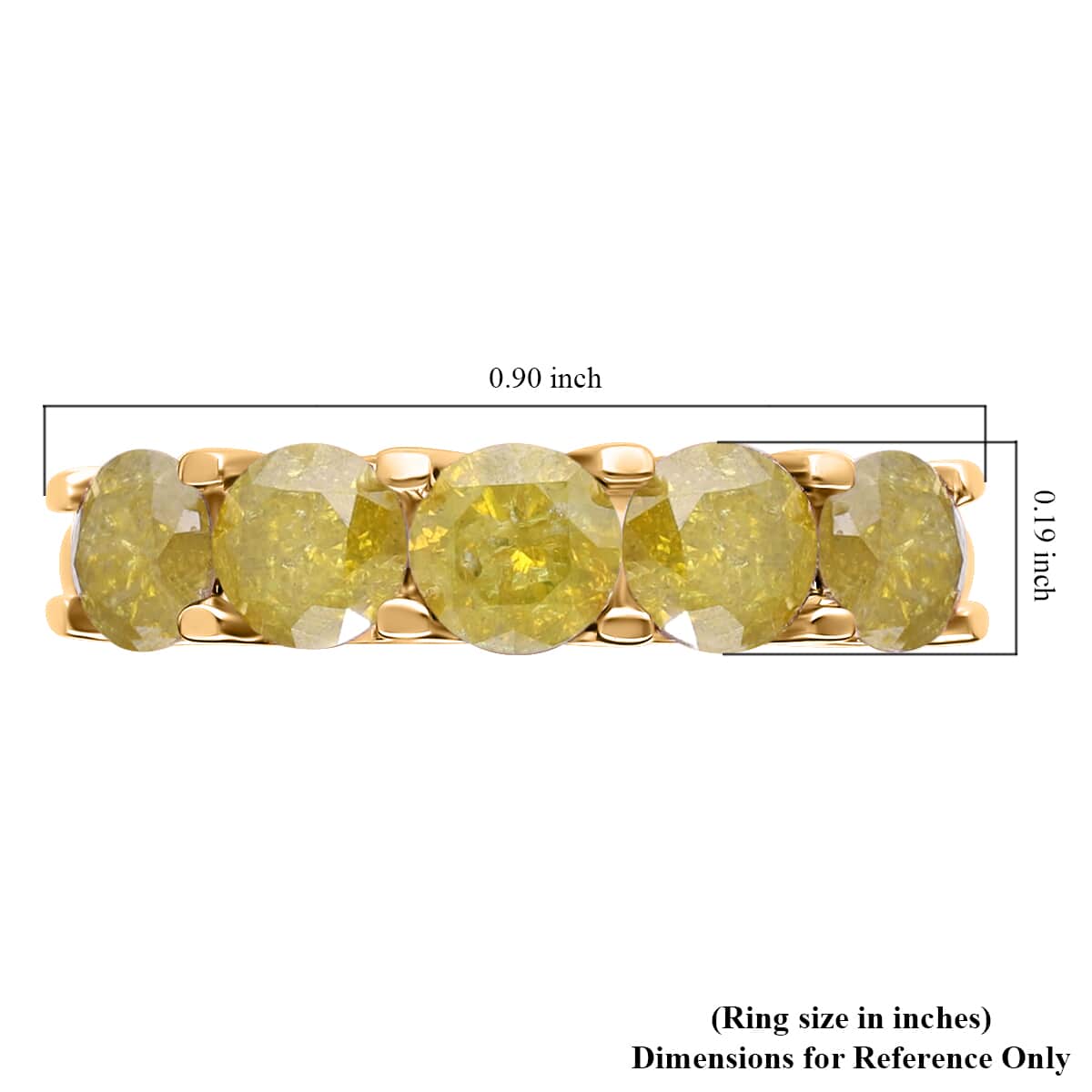 Luxoro 10K Yellow Gold Yellow Diamond 5 Stone Ring 2.00 ctw image number 5