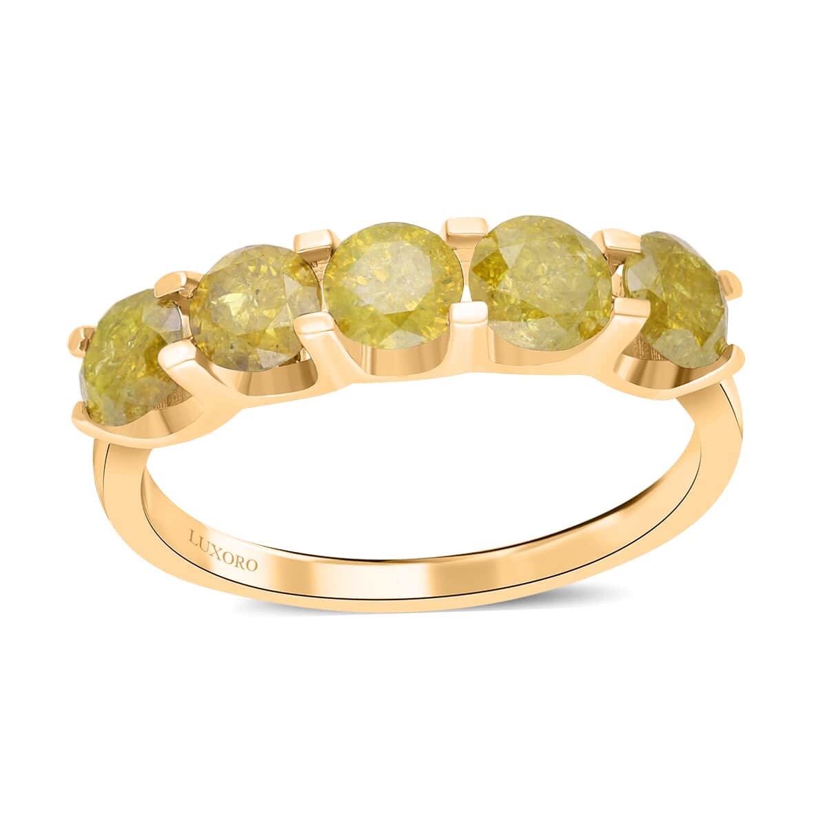 Luxoro 10K Yellow Gold Yellow Diamond 5 Stone Ring (Size 8.0) 2.00 ctw image number 0