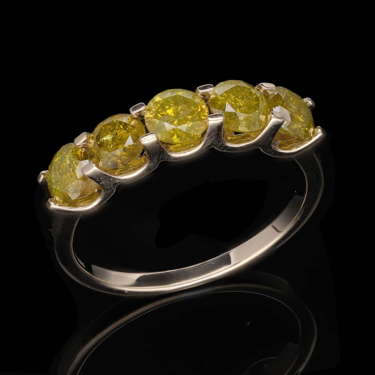 Luxoro 10K Yellow Gold Yellow Diamond 5 Stone Ring (Size 8.0) 2.00 ctw image number 1