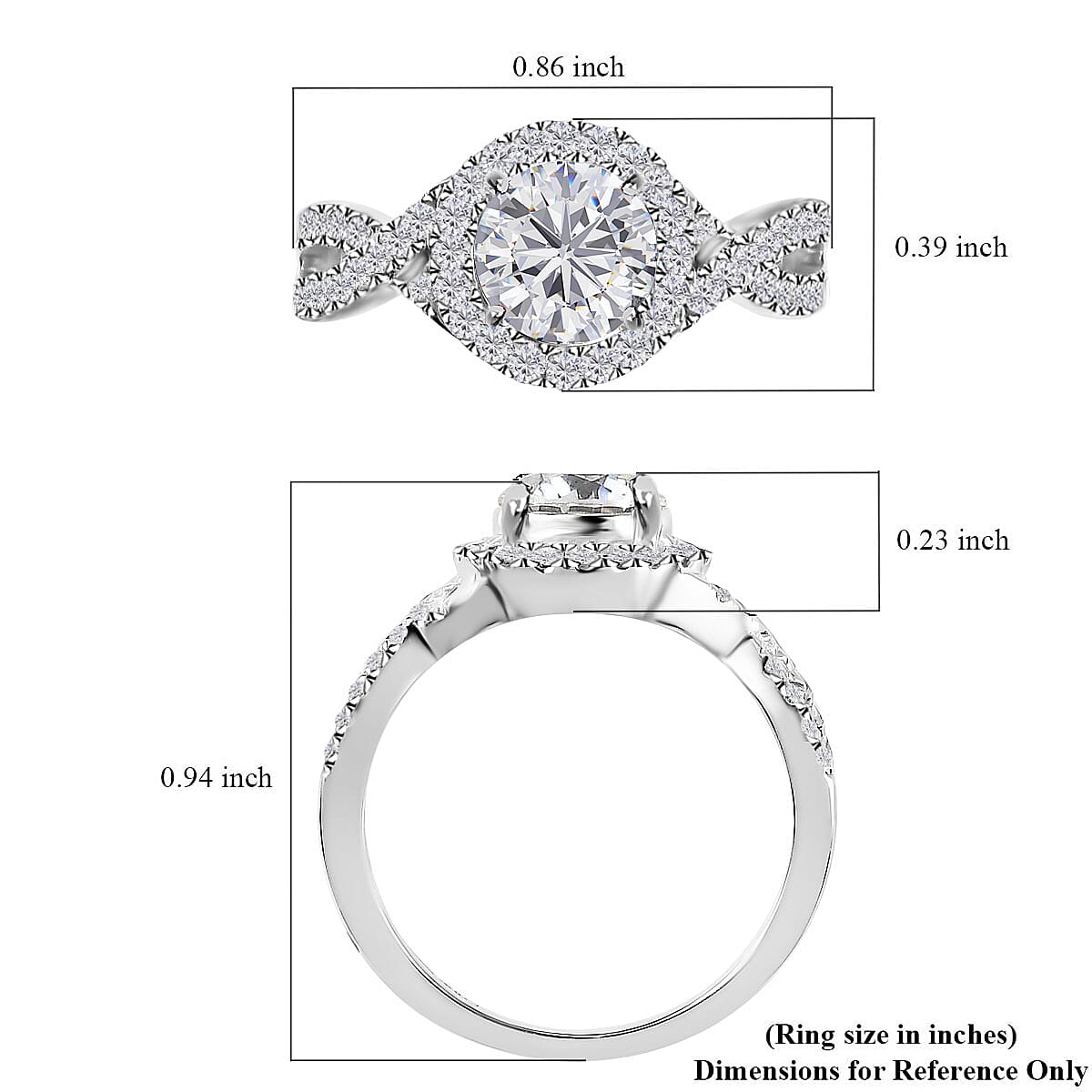 Moissanite Infinity Ring in Platinum Over Sterling Silver 1.65 ctw image number 5