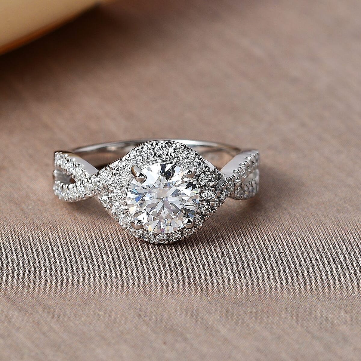 Moissanite Infinity Ring in Platinum Over Sterling Silver (Size 9.0) 1.65 ctw image number 1