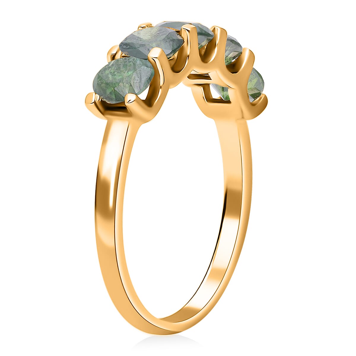 Luxoro 10K Yellow Gold Green Diamond 5 Stone Ring (Size 9.0) 2.00 ctw image number 3