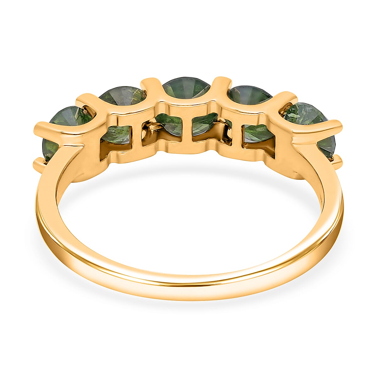 Luxoro 10K Yellow Gold Green Diamond 5 Stone Ring (Size 9.0) 2.00 ctw image number 4