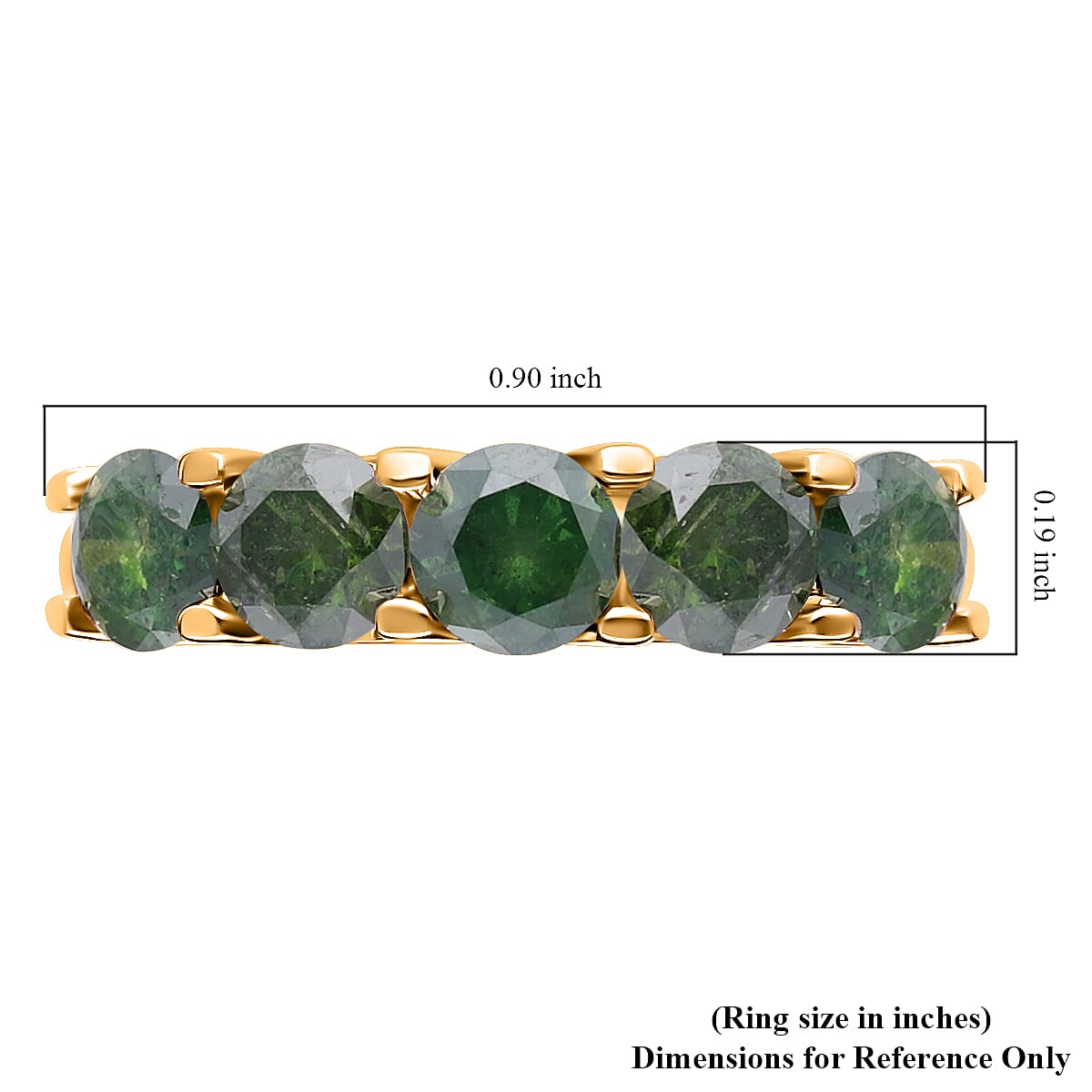 Luxoro 10K Yellow Gold Green Diamond 5 Stone Ring (Size 9.0) 2.00 ctw image number 5