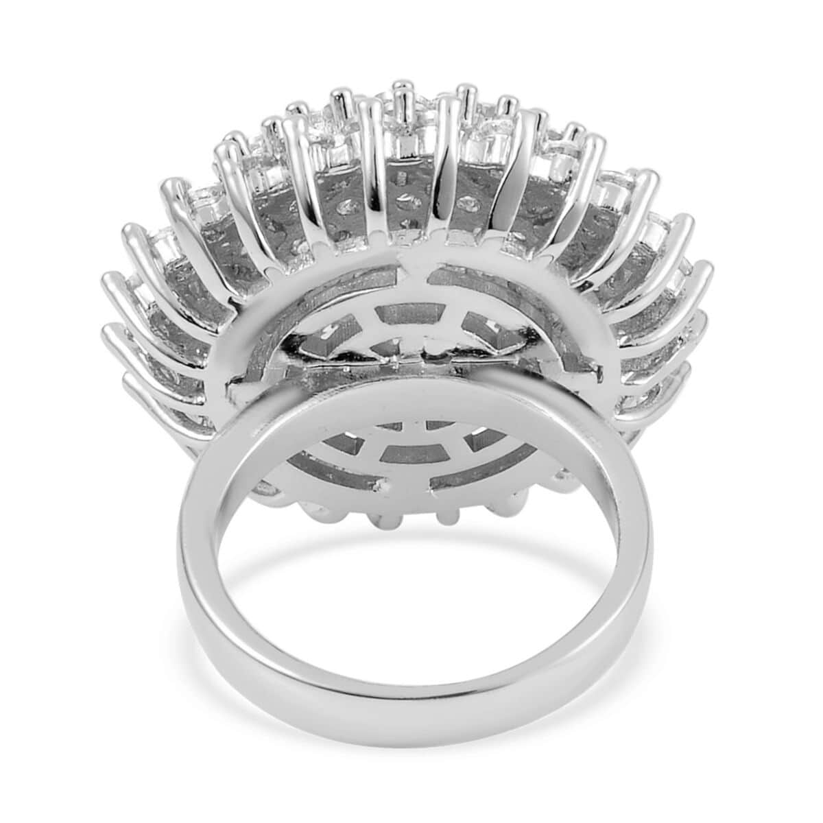 Simulated Diamond Cluster Ring in Silvertone (Size 10.0) 6.00 ctw image number 4