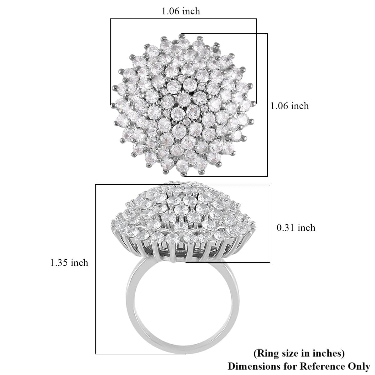 Simulated Diamond Cluster Ring in Silvertone (Size 10.0) 6.00 ctw image number 5