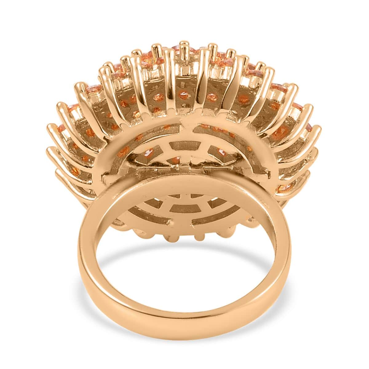 Simulated Champagne Diamond Cluster Dome Ring in Goldtone (Size 8.0) 6.00 ctw image number 4