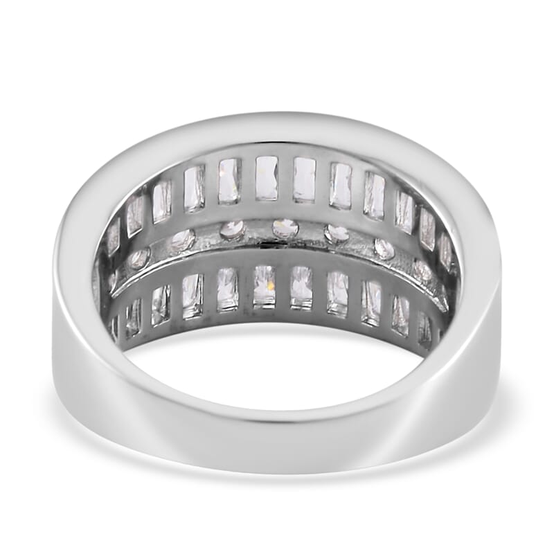 Simulated Diamond Bridge Ring in Silvertone (Size 10.0) 5.00 ctw