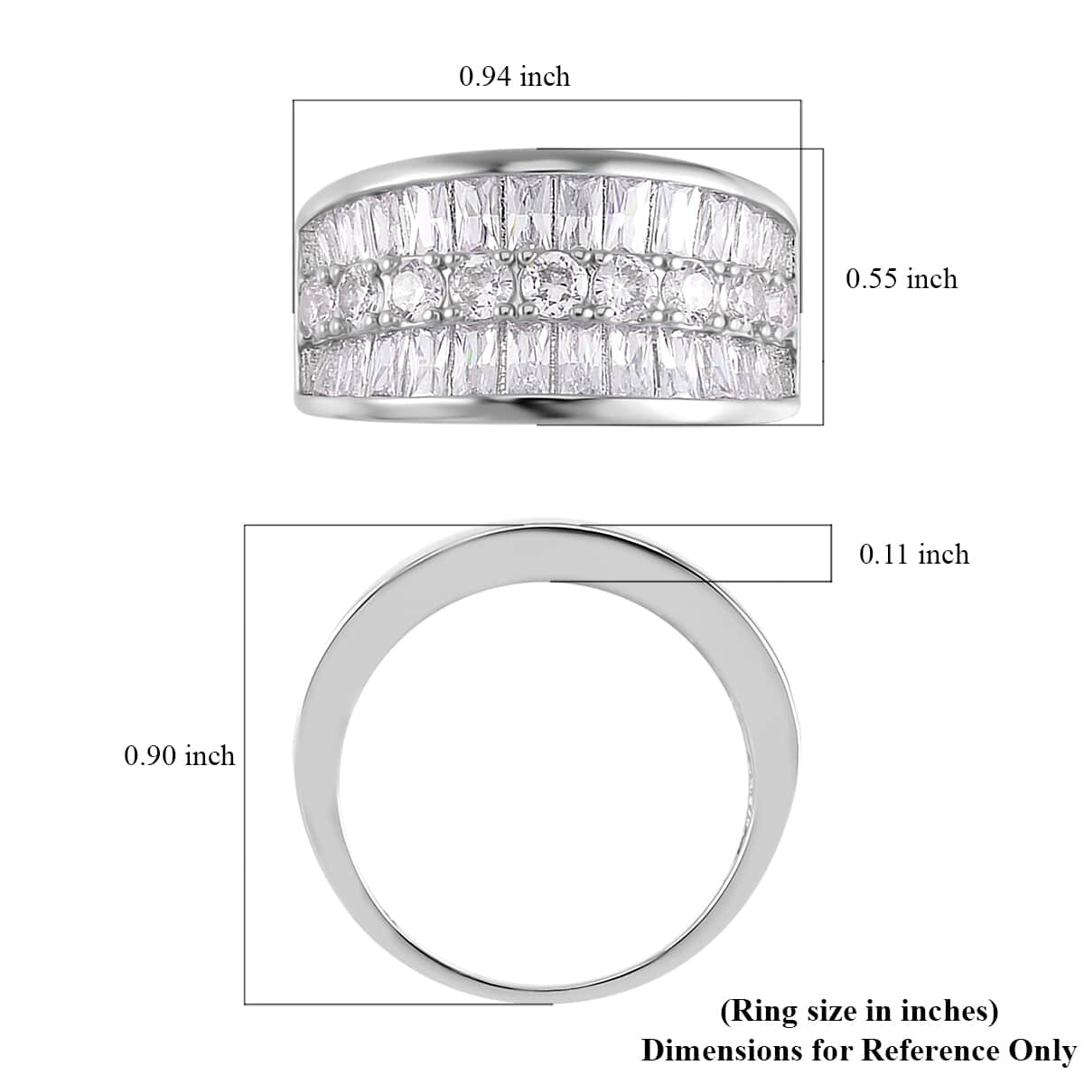 Simulated Diamond Dome Ring in Silvertone (Size 10.0) 5.00 ctw image number 5