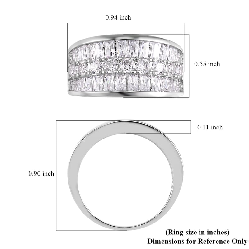 Simulated Diamond Bridge Ring in Silvertone (Size 10.0) 5.00 ctw