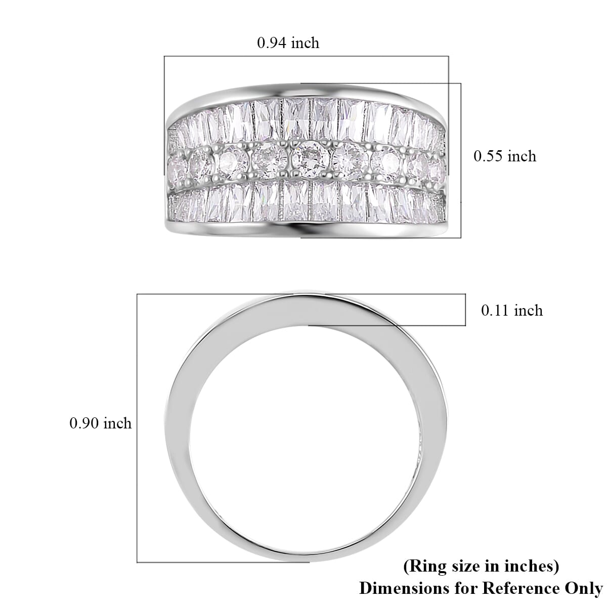 Simulated Diamond Bridge Ring in Silvertone (Size 7.0) image number 5