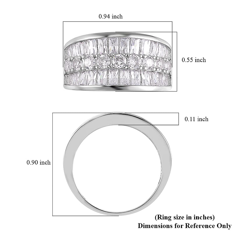 Simulated Diamond Bridge Ring in Silvertone (Size 7.0)