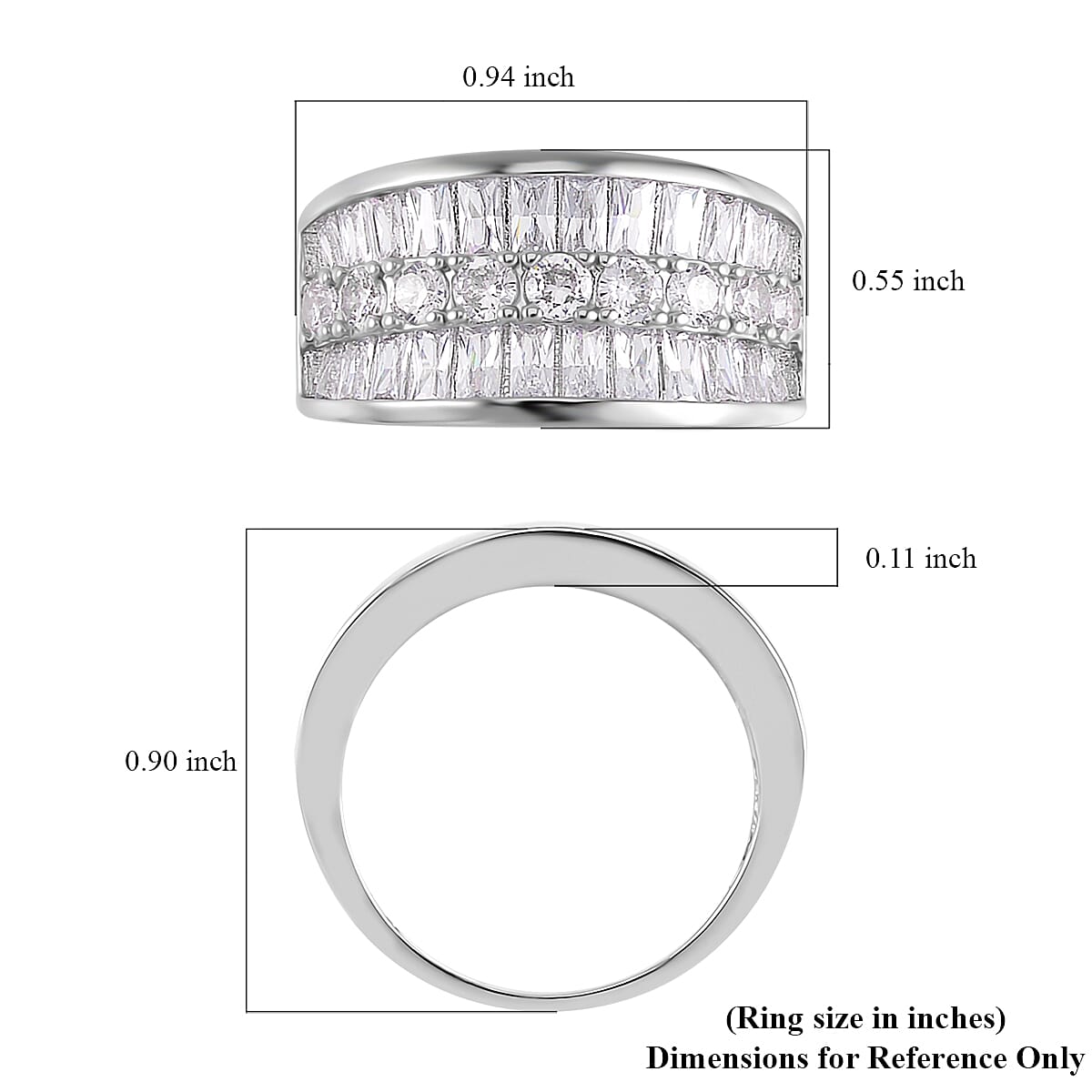 Simulated Diamond Bridge Ring in Silvertone (Size 9.0) image number 5