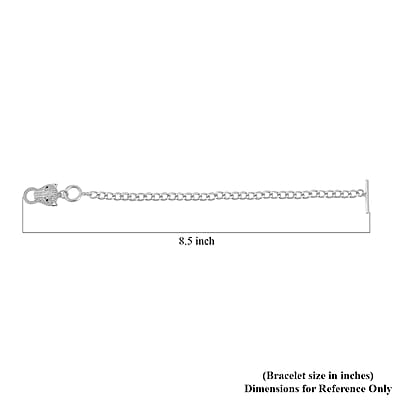 Green Glass and Simulated Diamond Wolf Head and Link Chain Bracelet in Silvertone (7.50 In) 1.00 ctw