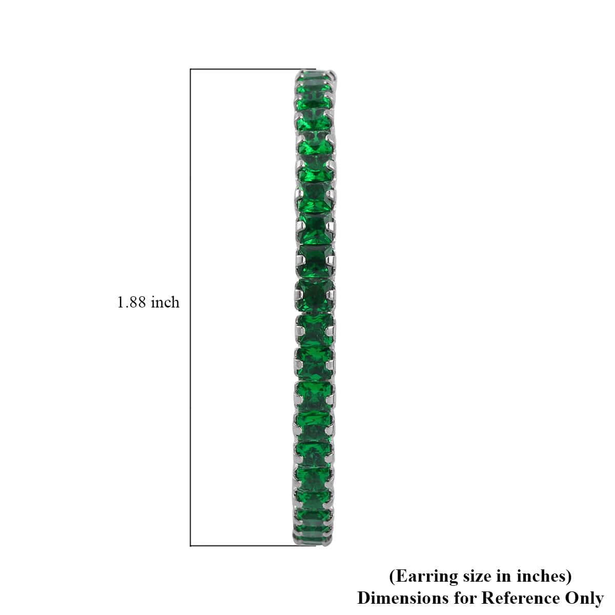 Bargain Deal Simulated Emerald Hoop Earrings in Silvertone image number 4
