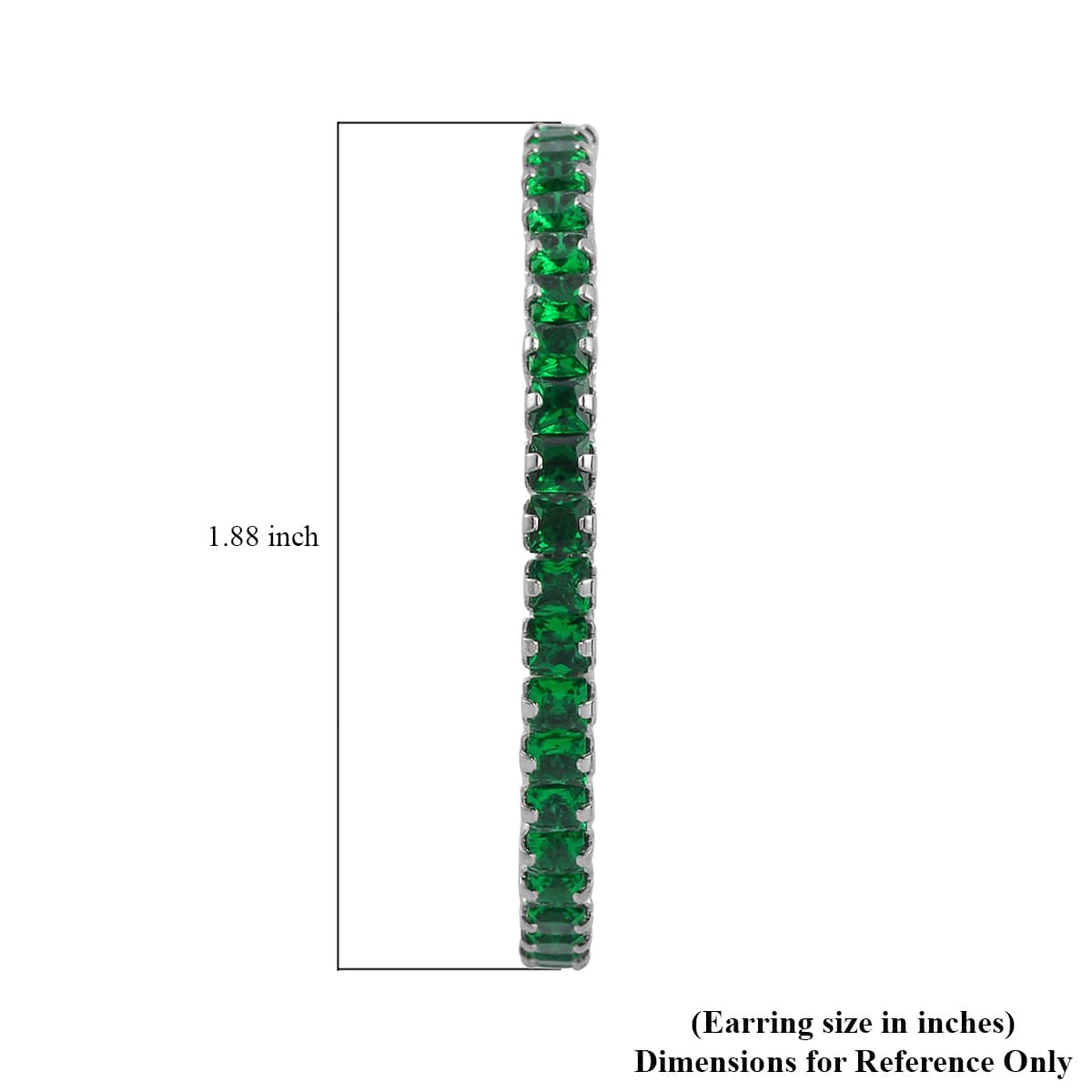 Simulated Emerald Hoop Earrings in Silvertone image number 4