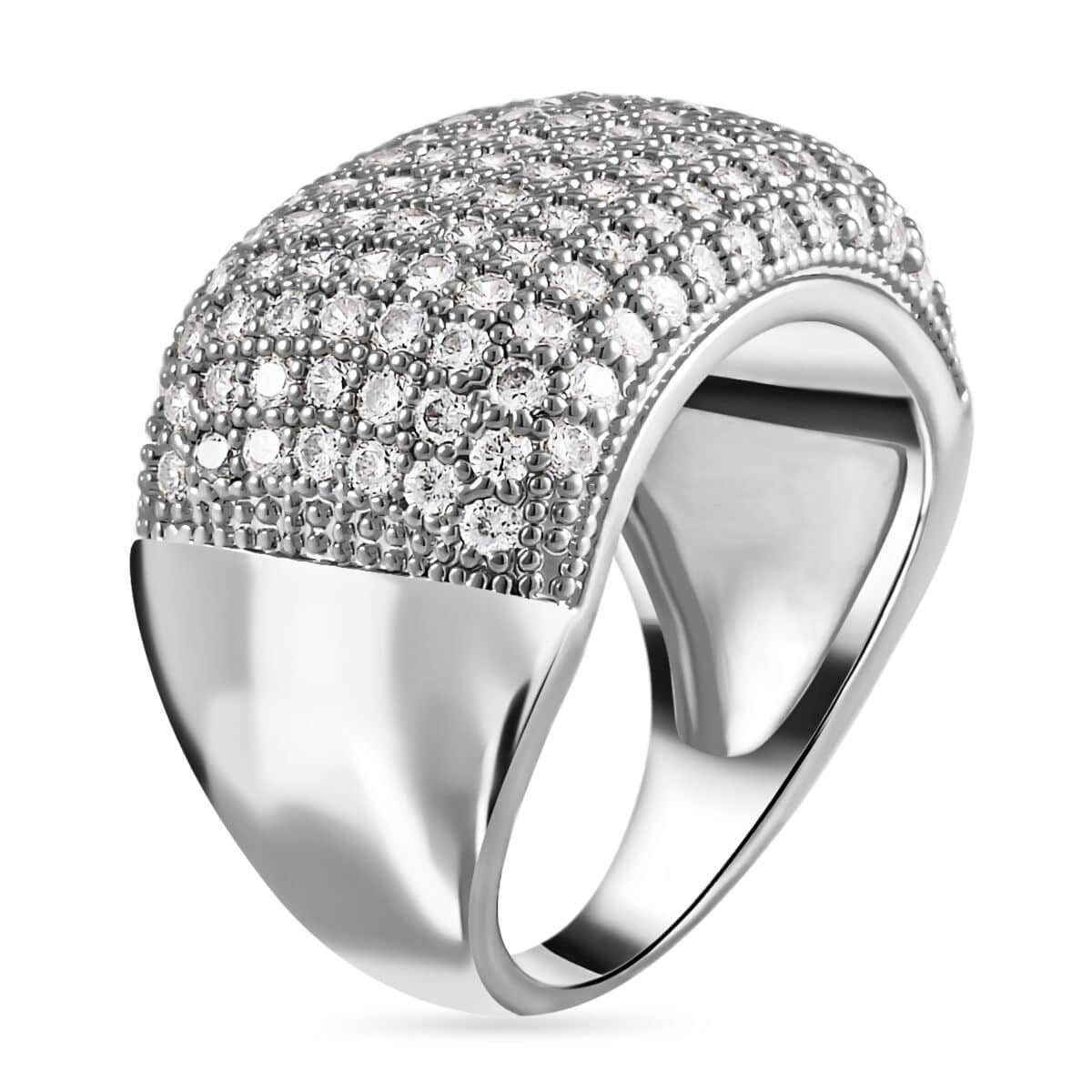 Simulated Diamond Dome Ring in Silvertone (Size 10.0) 3.00 ctw image number 3