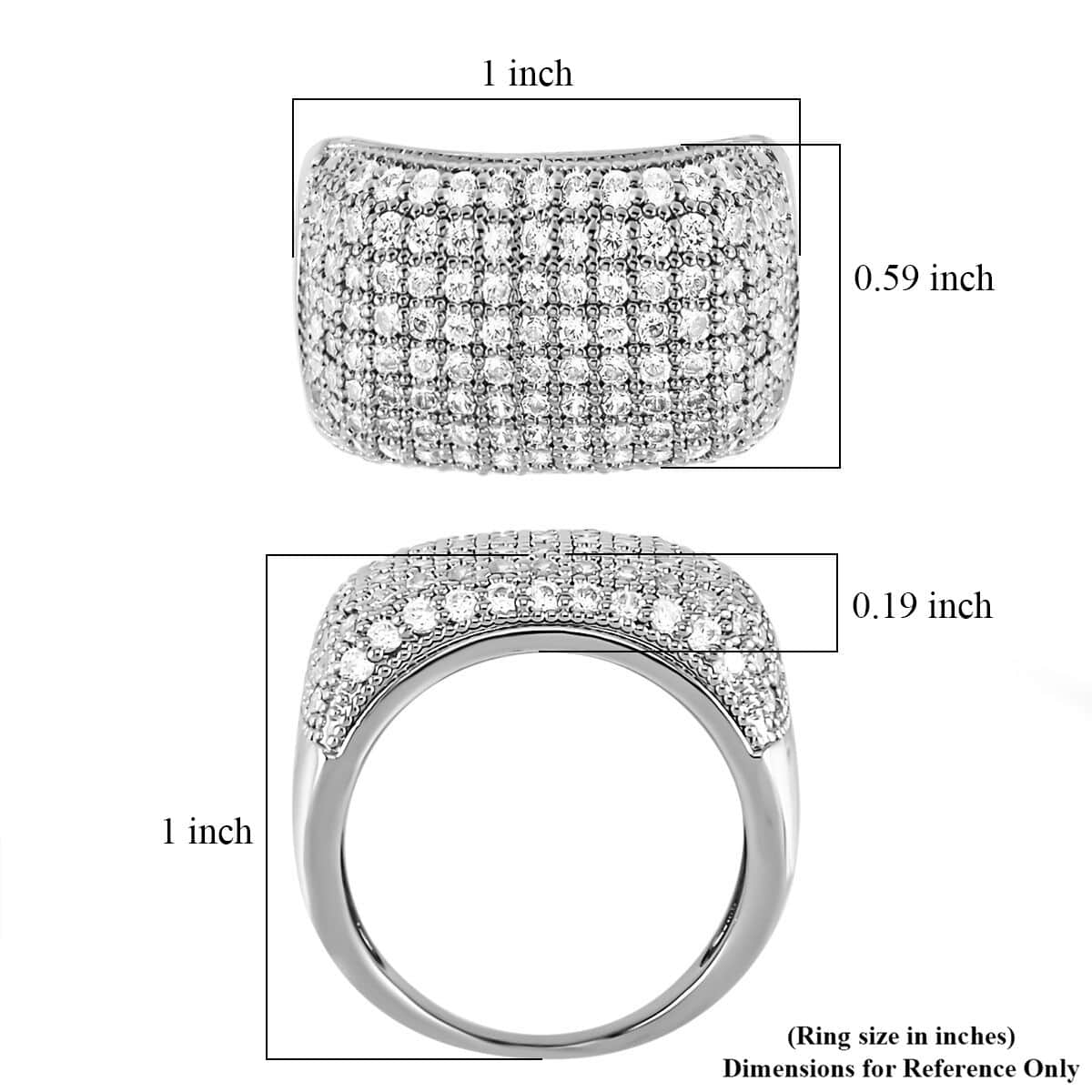 Simulated Diamond Dome Ring in Silvertone (Size 10.0) 3.00 ctw image number 5