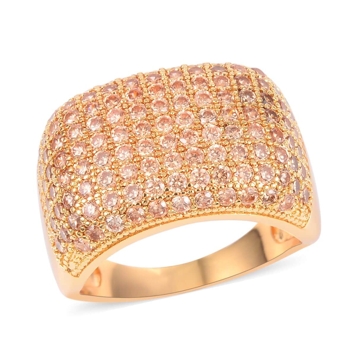 Simulated Champagne Diamond Dome Ring in Goldtone (Size 10.0) 3.00 ctw image number 0