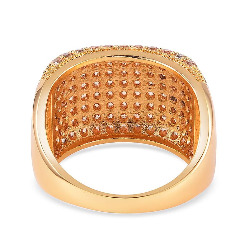 Simulated Champagne Diamond Dome Ring in Goldtone (Size 9.0) 3.00 ctw