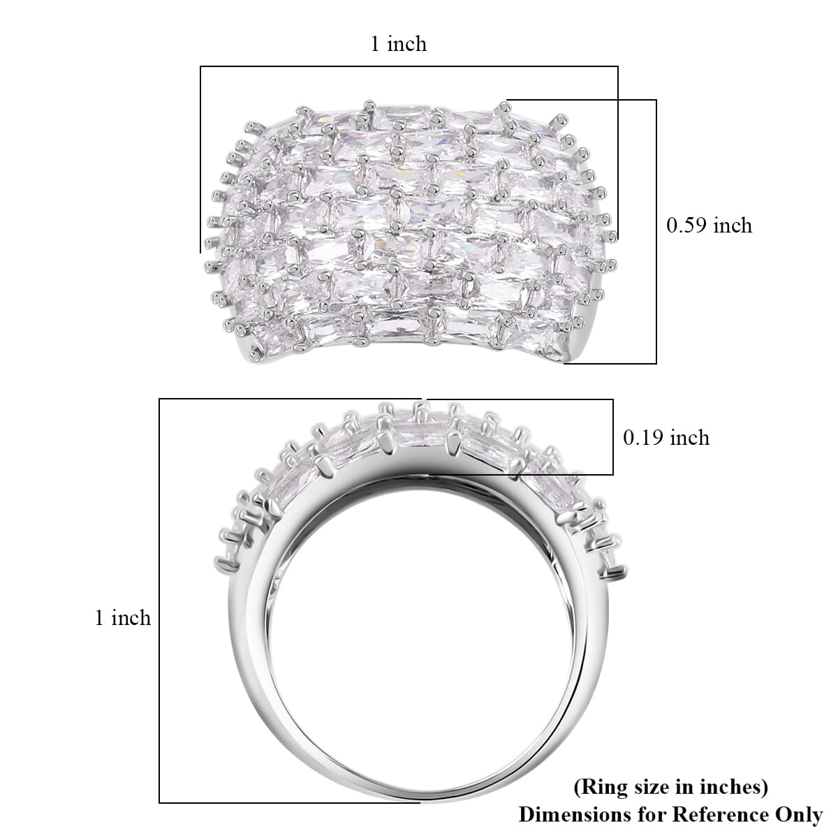 Simulated Diamond Dome Ring in Silvertone (Size 7.0) image number 5