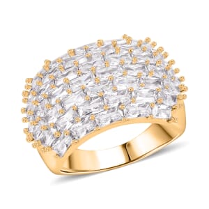 Simulated Diamond Dome Ring in Goldtone (Size 10.0)